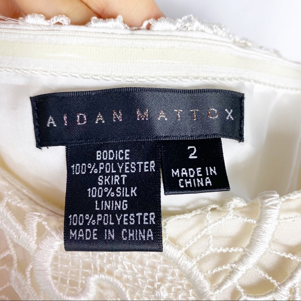 AIDAN MATTOX Ivory Embroidery Ruffle Bridal Dress - Picture 4 of 5